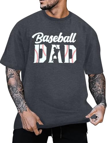 Baseball Dad Shirt Mens: Baseball Tshirt Baseball Player Tee Game Day Gifts Daddy Gift for Fathers Day Dark Grey