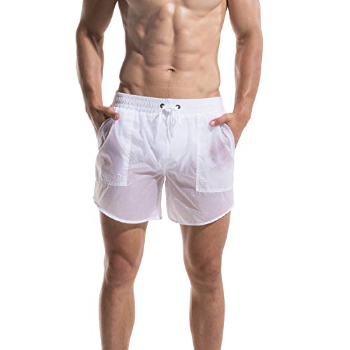 Men's Super Thin Transparent Solid Board Shorts with Pocket