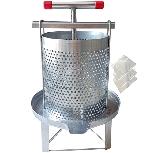 HCTOOL Honey Press Extractor Wax Machine Stainless Steel Honey Press Beeswax Machine Manual Large Bee Honey Presser Fruit Wine Press For Honey Wine Juice Vegetables Olive Oil Making