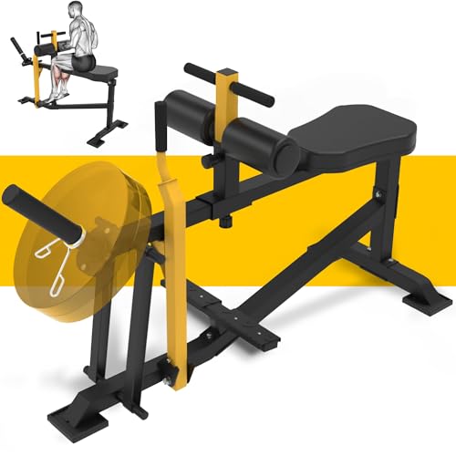 GUUG Wadenmaschine Wedentrainer Wadendehner Sitzend: Beintrainer im Sitzen für Zuhause Kraft-Beintrainer Bein Trainingsgerät Training Seated Calf Raise Machine Gelb