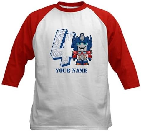CafePress Custom Personalized Transformers 4 Optimus Prime Kids Cotton Baseball Jersey, 3/4 Raglan Sleeve Shirt