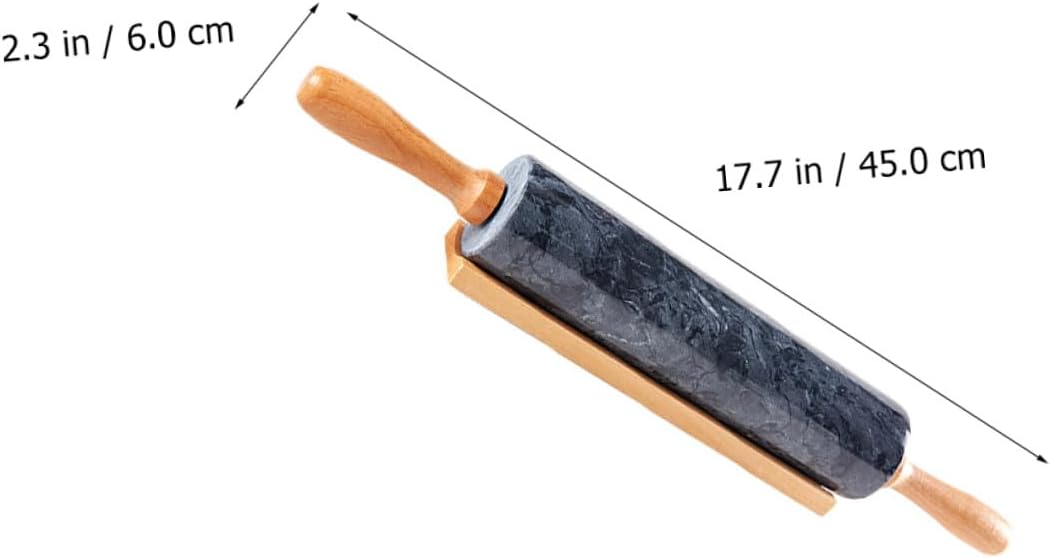 Natural Marble Rolling Pin with Wooden Handle for Dough Baking Non-stick Pastry Roller for Cookies Bread and Fondant Smooth Kitchen Tool for Home Bakers and DIY Cooking Fun