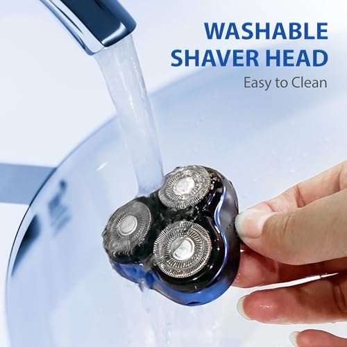 Sejoy Electric Razor For Men,Electric Shavers For Men,Face Shaver, Cordless Washable Rechargeable Shaving Machines,Pop Up Trimmer For Travel Home, Led Display,Fast Charging,Azure - 5