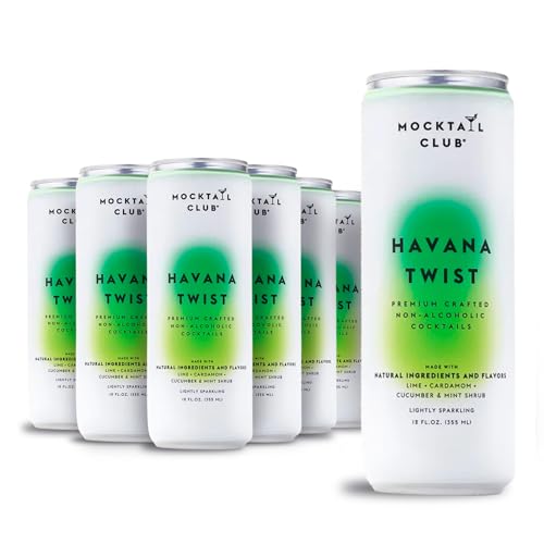 Mocktail Club Havana Twist Non-Alcoholic Sparkling Craft Cocktail - 12x12 Oz Cans | 80 Calories, Non-GMO, No Artificial Ingredients, Gluten Free, Vegan | Lime, Cucumber & Mint Shrub with Cardamom