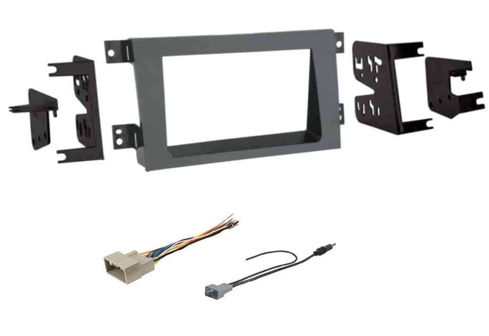 Kit installation stéréo double DIN gris pour changer autoradio Honda Ridgeline 2009 sans ampli