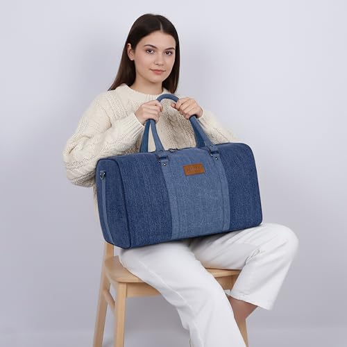 Image of ZAINTO Denim Duffel Bag for Men & Women | Stylish Travel Bag with Shoulder Strap | Weekender Gym Sports Overnight Luggage Bag | Durable Denim Carry Bag for Travel & Daily Use