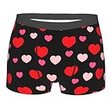 Zynphebag Valentine’s Day Men’s Boxer Briefs L Size Sexy Black Underwear with Pink Red Heart Print Romantic Funny Novelty Boxers for Him Boyfriend Husband Couples Party Underpants