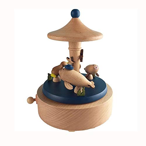 DFHEsdfD Musical jewellery box, Wooden Mediterranean Style sea Amusement Park Dolphin Music Box Tanabata
