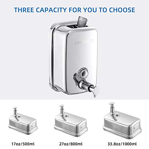 Interhasa! Soap Dispenser Wall Mount 304 Stainless Steel Hand Soap Dispenser, Commercial Liquid Soap Dispenser For Bathroom Kitchen, 800Ml/27Oz #TOP7