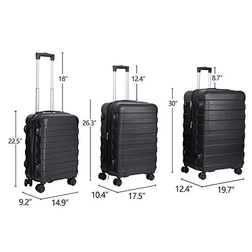 F2C Hardside Expandable Luggage Sets 3 Piece 22 inch 26 inch 30 inch Hardshell Suitcases with Height Adjustable TSA Lock Spinner Wheels Lightweight Sturdy2