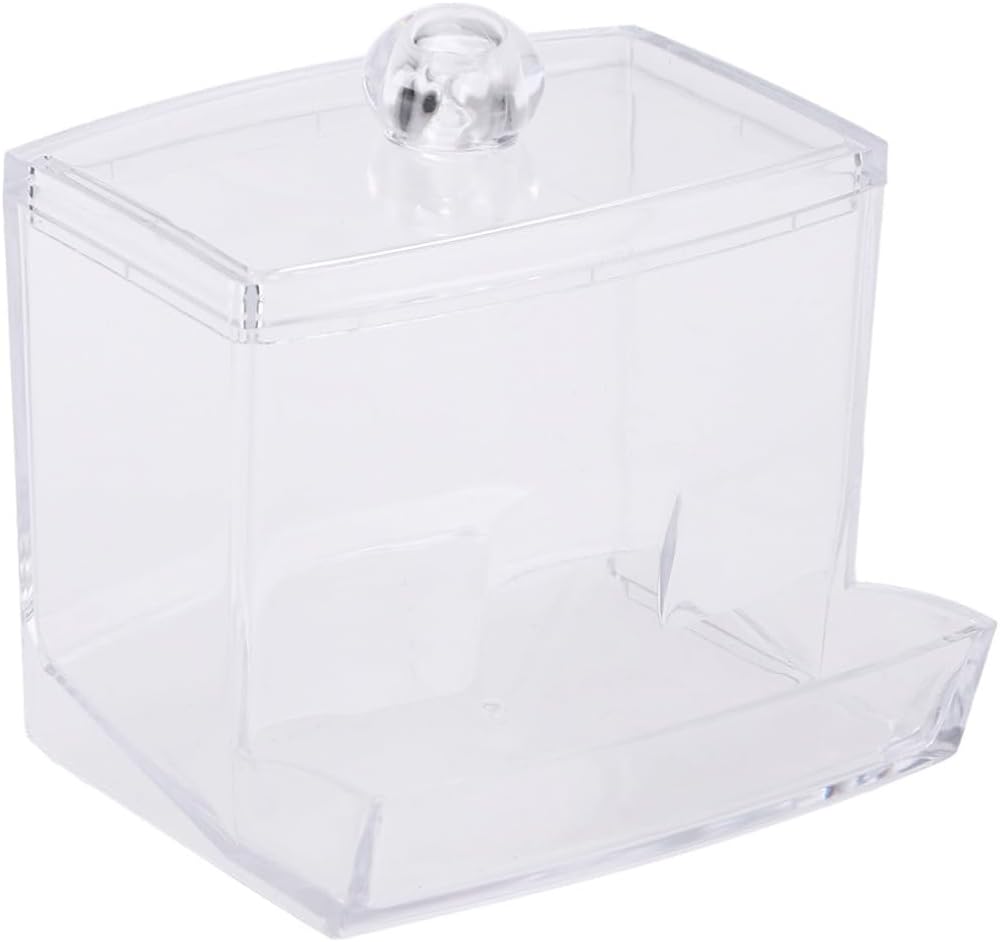 Acrylic Cotton Swab Storage Holder with Lid for Cosmetics