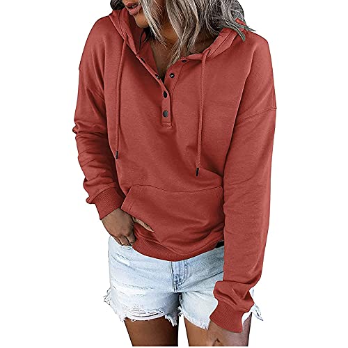 Womens Oversized Sweatshirt Casual Button Down Long Sleeve Fashion Teen Girls Drawstring Fleece Pullover With Pockets3