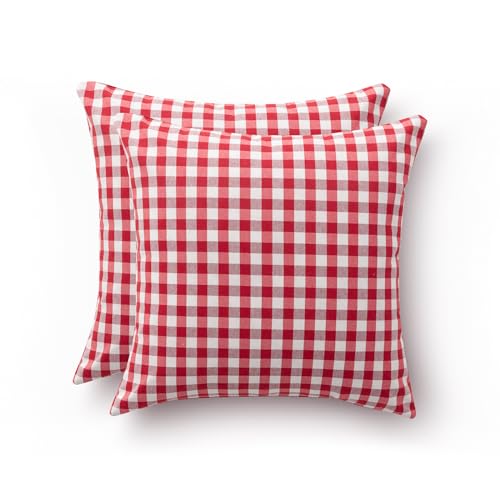 GAMUSI 2er-Set Karierter Vichy-Kissenbezug 45 x 45, dekorative...