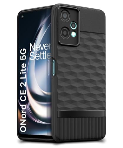 Image of WOW IMAGINE Back Cover for 1+ OnePlus Nord CE 2 Lite 5G with Hexa Cube Design | Ultra Slim Soft Rubberised Case | Inner Velvet Fabric | Matte Silicone Flexible Mobile Case | Camera Protection - Black