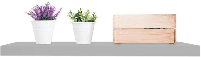 Invero 60cm Floating Wooden Grey Wall Mounted Display Shelf Ideal for all Offices, Living Rooms, Kitchens, Hallways, Bedrooms and more - Size: W60 x L23.5 x H3.8cm