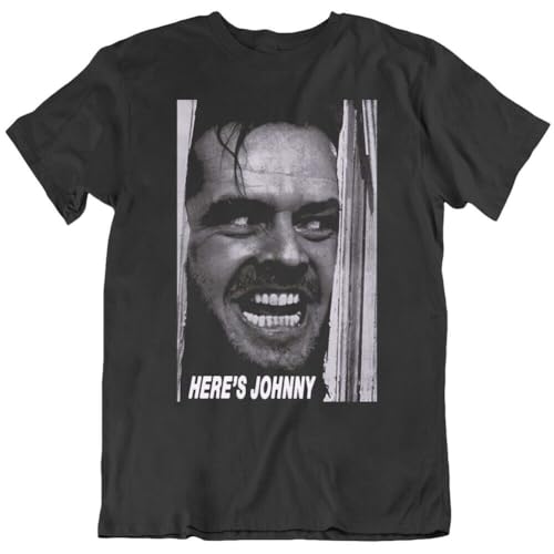 KOLITY 80's Movie The Shining Here's Johnny Retro Movie Poster T Shirt Black XL