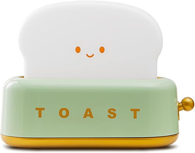 Toast Bread LED Night lamp, Cute Night Light Desk Lamp Creative Bread Night Light Dimmable Desk Lamp with Timer Portable Bedroom Bedside Sleep Lamps Gift for Girls Boys