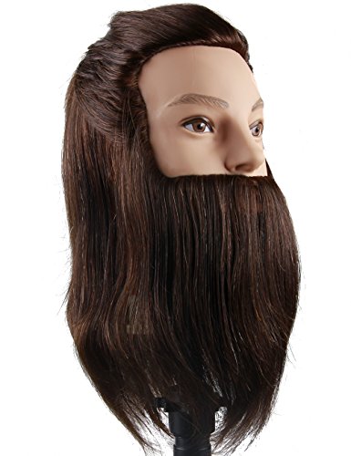 Kalyx Mannequin Head With Human Hair Cosmetology Manikin Male Mannequin Head Beard For Barber Shops Practice Cutting Styling And Free Clamp Stand(Kaxe51 Brown) #TOP2