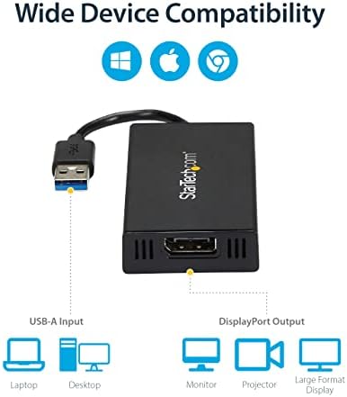 StarTech.com USB 3.0 to DisplayPort Adapter 4K Ultra HD, DisplayLink Certified, Video Converter w/ External Graphics Card - Mac & Windows (USB32DP4K)
