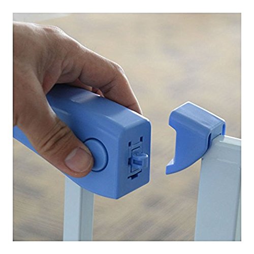 BLUE Baby Safety Gate Door Walk Through Child Toddler Pet Metal Easy Locking System