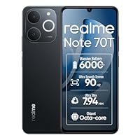 realme Note 70T 4G Smartphone 4+256GB, Black, 6.75-inch Screen, 90Hz Display, 6000 mAh Battery, 32 MP Camera, Powerful Octa-core Processor, ArmorShell Protection, IP54