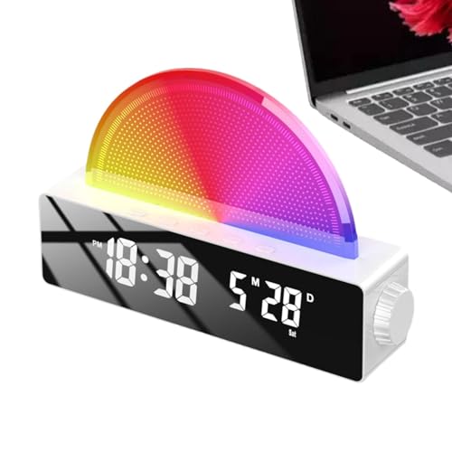 Ruwshuuk Sveglia con luce all'alba, Sveglie all'alba | Simulazione 'alba Alzati Orologio elettronico,Sveglia multicolore per chi ha il sonno pesante, sveglia intelligente, macchina sonora per camere