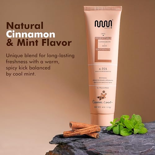 Image of MasterMedi Nano Hydroxyapatite Toothpaste with Xylitol - Fluoride & SLS Free, Remineralizing Formula for Whitening, Sensitive Teeth, Enamel Repair (Pack of 1 (Mint & Cinnamon))