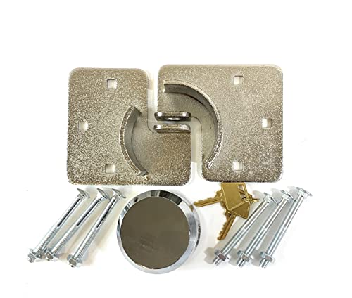 Image of Puck Lock with Hasp and Mounting Hardware, Round Padlock, Bolt on Security. Steel