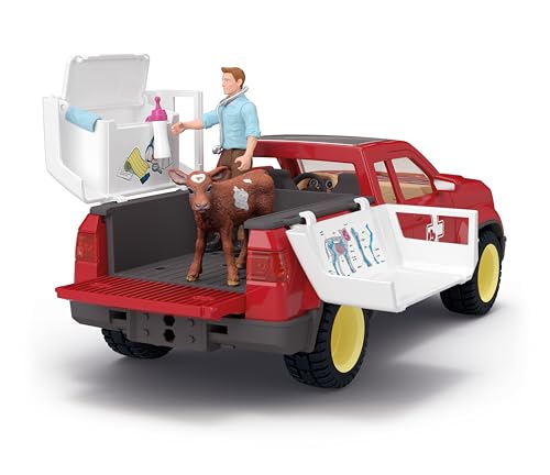 Image of Schleich FARM WORLD - 29PC Veterinarian with Truck and Cow - Kids 3+ | 42727