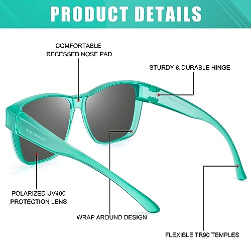 Image of Polarized Sunglasses Fit Over Glasses for Women Men, Oversized Square Sun Glasses UV400 Protection