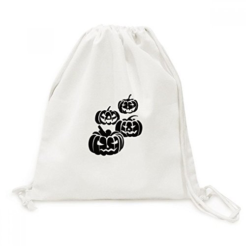 Sac à cordon en toile noire Halloween motif citrouilles pour voyage