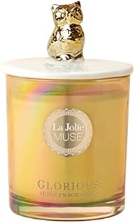 La Jolíe Muse Candles for Home Scented - Natural Wax Sweet Pea & Lily Essential Oil Scented Candle, 240g Cute Owl Decorative Glass Soy Candle, Candles Gifts for Women