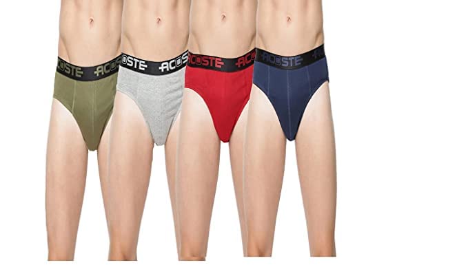 Image of RAMRAJ COTTON Men Pack Of 4 Solid Cotton Briefs | Soft Stretch Outer Elastic Waistband | Comfortable Daily Innerwear