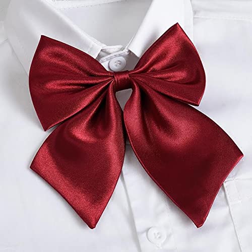 Image of LOPURO Lady Adjustable Pre-tied Bow Tie, Pre Women Uniform Bow Tie Solid Color Bowties for Women Cosplay Party