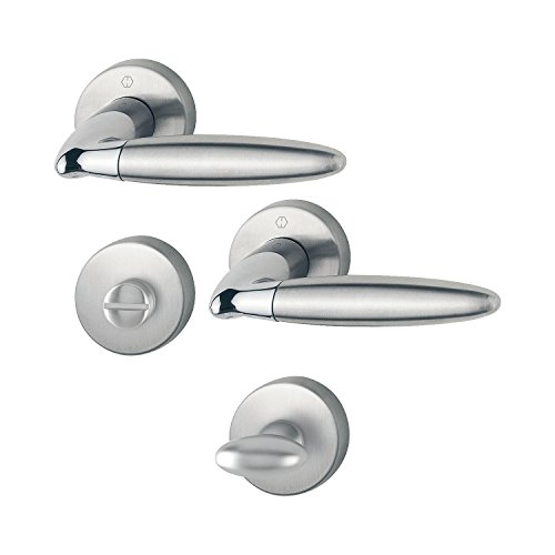 Preisvergleich Produktbild HOPPE 2855782 Drückergarnitur Athinai mit Rosetten WC, Messing verchromt / Edelstahl