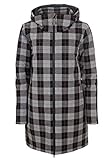  ELKLINE Damen Karo Wintermantel Check Out  kariert wasserdicht kuschelig warm gefüttert  große abnehmbare Kapuze 2019051, Farbe:grey-black, Größe:36
