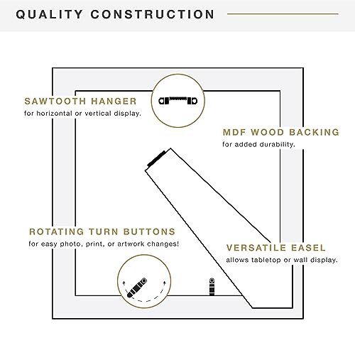 MCS Studio Gallery Classic 10x10 Picture Frame Black Woodgrain, Vertical & Horizontal Wall Hanging Large Picture Frame for Photos, Posters & Art Prints (1-Pack)