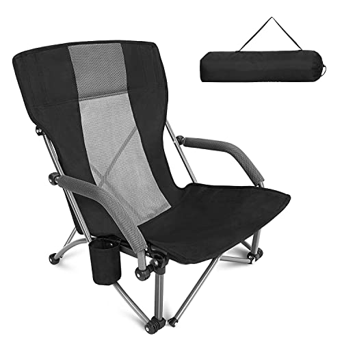 Join Nature Campingstuhl Faltbar - 120kg Tragkraft Mit Getränkehalter Schwarz