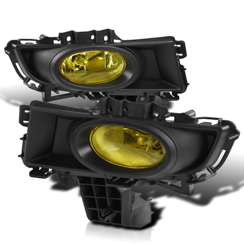 Spec-D Tuning Yellow Lens Fog Lights + H11 Bulbs + Switch Included Compatible with 2007-2009 Mazda 3 4 Door Sedan L+R Pair Assembly