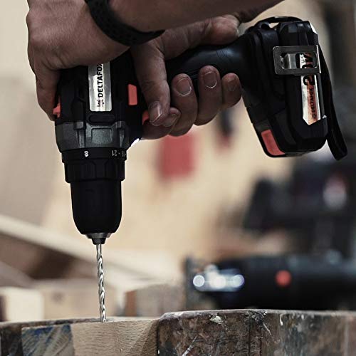 DELTAFOX 20V Akkuschrauber inkl. 2x 2.0 Ah Akku & Ladegerät + 34 tlg. Bit-/ Bohrer Set (45NM, LED Licht, Gürtelclip, 21+1 Stufen, 2 Gänge, Schnellspannbohrfutter) – Bild 6
