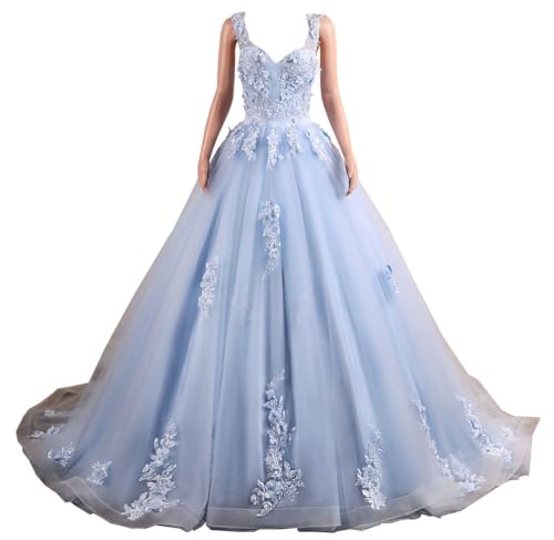 Image of Women's Beading Sweetheart Ball Gown Tulle Layed Long Quinceanera Dress