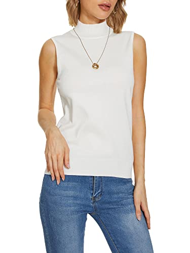 Image of INKOFF Sleeveless Mock Neck Turtleneck Knit Tops Women Dressy Casual Sweater Vest Business Work Tank