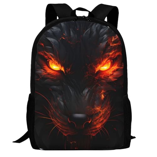 Funny Kitsune Red Eyes Backpack for Women Men Animal Bookbag 17 Inch Multifunctional Large Capacity Durable Travel Daypack