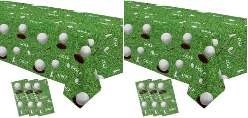 Image of Golf Party Decorations Tablecloth, 3Pcs Disposable Golf Birthday Party Tablecover Supplies, Golf Table Decorations for Golf Lover Baby Shower 1st 2nd Birthday, 55in x 86in (Pack of 2)