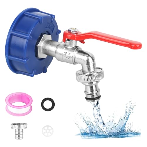 RUCUDIM IBC Robinet d'écoulement pour robinet IBC, adaptateur IBC, accessoires avec robinet à boisseau sphérique 3/4