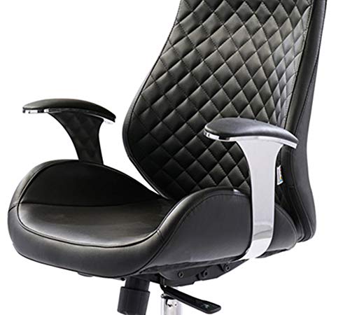 Image of High Back Director & Executive Chair Up Leatherette with Height Adjustable & Revolving Chair Premium Design & CEO Chair Metal Legs Base with Chrome Finish - (111012134 Black)