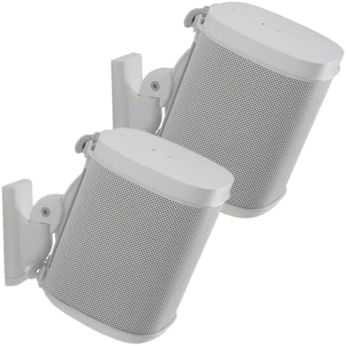 Sanus Adjustable Speaker Wall Mounts Designed for SONOS ONE, Play:1 & Play:3 - Pair (White)