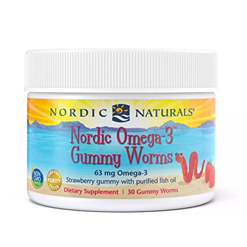 Nordic Naturals Nordic Omega-3 Gummy Worms, Strawberry - 30 Gummy Worms - 63 mg Total Omega-3s with EPA & DHA - - 30 Servings Nordic Naturals Nordic Omega-3 Gummy Worms, Strawberry - 30 Gummy Worms - 63 mg Total Omega-3s with EPA & DHA - - 30 Servings