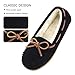 FIBURE Womens Moccasin Slippers Micro Suede Cozy Indoor Outdoor House Shoes Black Size 8 US