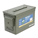 Sheffield 12620 Military Style .50 Cal. Ammo Can | Rugged Metal Ammo Box | Air Tight & Water Tight Container | Safe, Tamper-Proof, Lockable | Convenient Stackable Design | Green